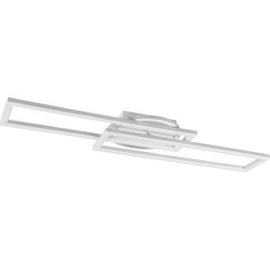 LED Plafondlamp - Plafondverlichting - Trion Tiger - 30W - Aanpasbare Kleur - Afstandsbediening - Dimbaar - Rechthoek - Mat Wit - Aluminium