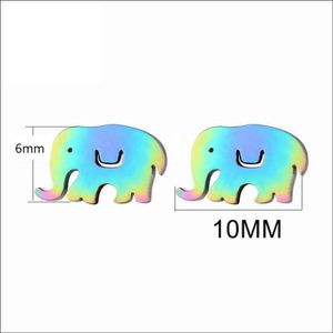 Aramat jewels ® - Regenboog zweerknopjes olifant oorbellen chirurgisch staal 10x6mm
