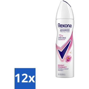 12 x Rexona - Deodorant Spray - Advanced Protection Bright Bouquet - Langdurige Frisheid - 150 ml - Anti-transpirant - Deodorant - Vrouwen - Langdurige Bescherming - 72 Uur