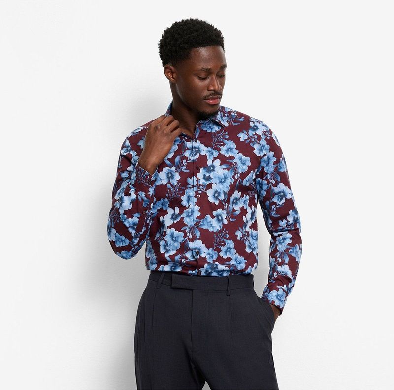 OLYMP Level Five Overhemd, body fit, New York Kent, Bordeauxrood