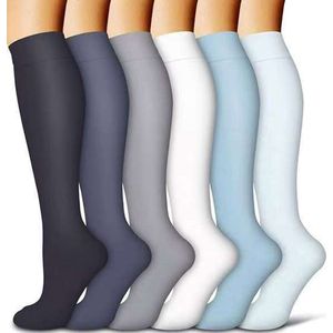 Koperen compressiekousen voor mannen en vrouwen (6 paar) - Optimale ondersteuning voor verpleging, hardlopen, wandelen en herstel (SM)