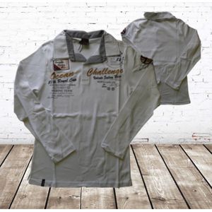 Heren polo Challenge wit -Violento-L-Polo's lange mouw