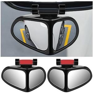 Selbro ® 2-in-1 Auto Dodehoekspiegel Set, 360 Graden Draaibaar, Verstelbare Groothoek Achteruitkijkspiegel, Universeel Geschikt voor Auto's, SUV's en Vrachtwagens (Zwart)