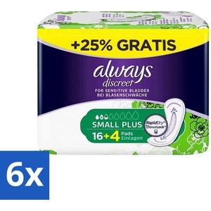 Always Discreet - Inlegkruisjes - Gevoelige Blaas - Lichte Bescherming - 20 Inlegkruisjes - Voordeelverpakking - 6 stuks