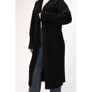 Damesvest lang met zakken | Zwart