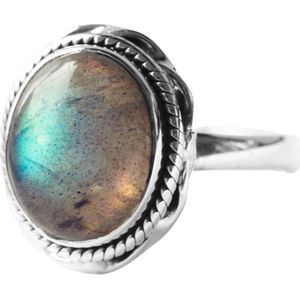 Natuursieraad -  925 sterling zilver labradoriet ring maat 19.00 MM - luxe edelsteen sieraad - handgemaakt