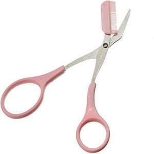 Wenkbrauw en Wimper schaar met kam/trimmer- Roze