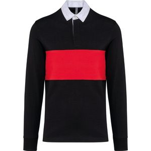PROACT® Rugbypolo met lange mouwen PA429 - Black / Sporty Red - 3XL