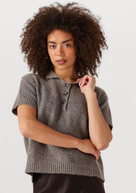 My Essential Wardrobe - Palomamw Knit Polo SS - Trui - Grijs