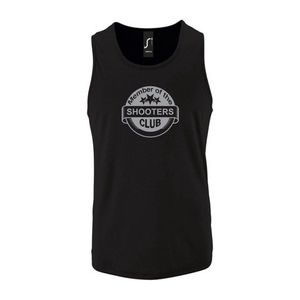 Zwarte Tanktop sportshirt met ""Member of the Shooters club"" Print Zilver Size XL