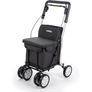 Boodschappentrolley - Plooibare Supermarkttrolley - Rollator met Zitje - 4 Wielen - Afneembare Tas