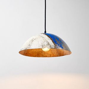 Moogoo Creative Africa - Hanglamp Ø 40cm - Wit/Blauw - Gemaakt van gerecyclede olievaten