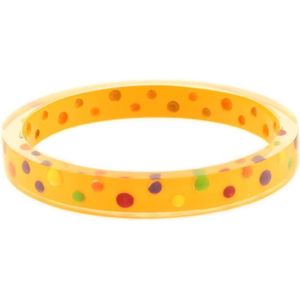 Behave Dames armband bangle oranje met stipjes 22 cm