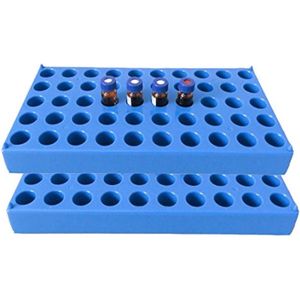 Flacon Rek Enkel Blauw - Houdt 50 Standaard 12 mm 2 mL Flacons - Stapelbaar - 1.5ml 2ml Buis Rack - Centrifuge Buizen Rack