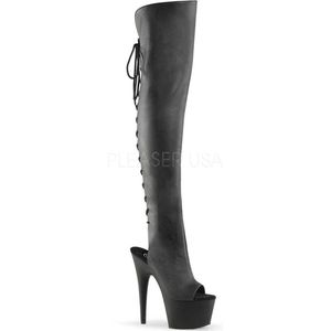 Pleaser - ADORE-3019 Plateau Overknee Laarzen - Paaldans schoenen - 45 Shoes - Zwart