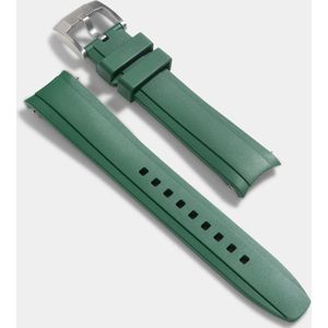Everest Curved End Green Rubber Strap With Tang Buckle - ONLY For Modern Rolex