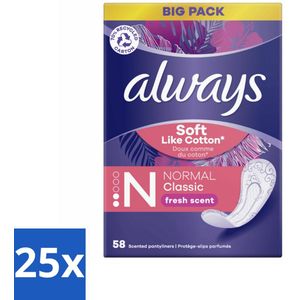 Always - Inlegkruisjes - Normal - Fresh - Voordeelverpakking - Bulkverpakking - 25 stuks
