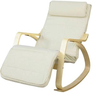 Simpletrade Schommelstoel - Fauteuil - Voetsteun - Verstelbaar - Crème - 80x56x90 cm