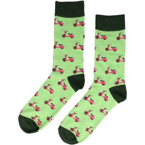Sokken katoen - scooter print - groen roze - maat 38-46