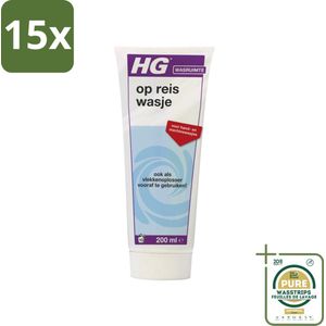 15 x HG Op Reis Wasje 200 ml - Grootverpakking - Op Reis Wasje - Wasmiddel Voor Reizen - Wasmiddel Onderweg - Wasmiddel Met Wasverzachter - Vlekkenoplosser