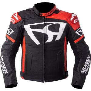 MUGENRACE Aggressore Zwart Wit Rode Leren Jas - Maat 52 - Jas