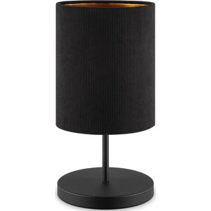Home Sweet Home - Scandinavische stijl Tafellamp - Corduroy Lampenkap - Cilinder - Black - ø20 x 40 cm - E27 Fitting - Geschikt voor Woonkamers en slaapkamers - Met schakelaar