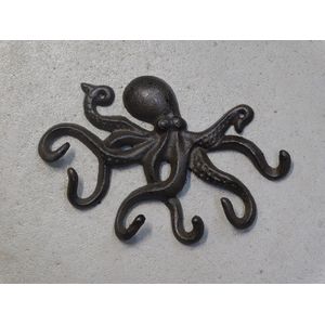 Kapstok Octopus - 6 haken - gietijzer - donkerbruin