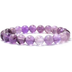 Bixorp Gems Paarse Fantoomkwarts Edelstenen Armband - 8mm / 18cm - Luxe Handgemaakte Kralenarmband