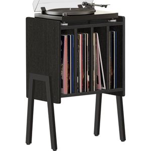 Platenspeler Meubel - Zwart - Stand Platenspelerstandaard Met Vinyl Opbergsysteem