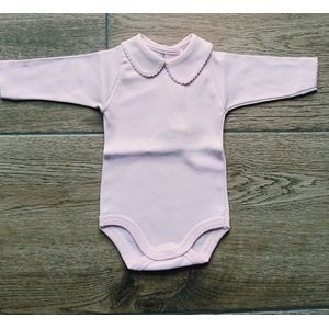Babidu Romper/Body | Roze | Lange mouw | Gehaakt Randje langs kraag | 1190| 9 maand| maat 74