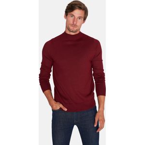 Mario Russo - Heren Sweaters Turtle Neck Trui Bordeaux - Rood - Maat XL