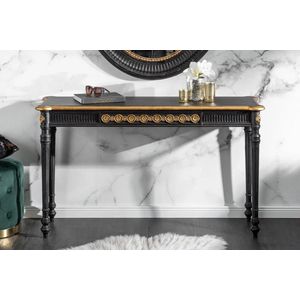 Elegante consoletafel VENICE 125 cm zwart goud massief Paulownia hout