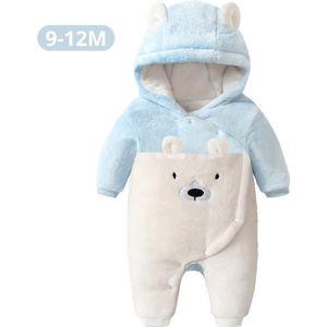 Livano Romper - Berenpakje Baby - Winterpak - Onesie - Teddy - Pakje - Jongen - Meisje - 9-12 Maanden - Licht Blauw