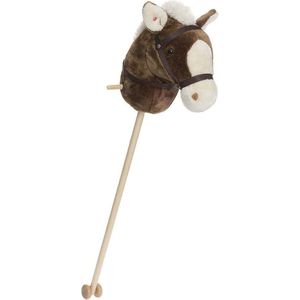 Teddykompaniet - Pluche stokpaard met teugels - 100cm - met geluid - Bruin