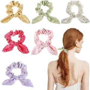 Brenzoos - 6-pack zachte satijnen haarelastiekjes met strik - voor dames en meisjes - Haaraccessoire