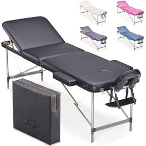 Aluminium 3-zone massagetafel - Draagbare en opvouwbare massagetafel voor fysiotherapie en schoonheid - 195 x 70 cm - Inclusief accessoires