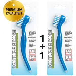 Premium Kunstgebit Borstel 1+1 Deal – Geschikt voor Kunstgebit, Nachtbeugel & Mondstuk – Prothese borstel - Dubbele Borstelkop & Ergonomisch Design