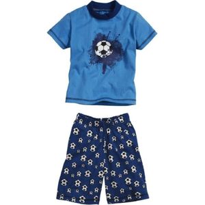 Playshoes - Shortama - Pyjama - Blauw - Voetbal - Unisex - Maat 104