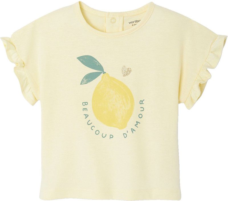Vertbaudet Babyshirt met ruches aan de mouwen en fruitmotief