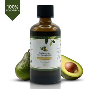 Avocado Olie 100% Puur - 100ml in Duurzame, Glazen Fles - Vegan, Biologisch & Koudgeperst - Littekenvervager - Poriën Verkleinen - SPF Factor 15 - Avocado Oil werkt als Gezichtsolie, Haarolie, Huidolie, Nagel Olie & Collageen Serum - Uit Turkije