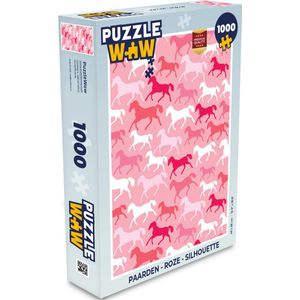 Puzzel Paarden - Roze - Silhouette - Meisjes - Kinderen - Meiden - Legpuzzel - Puzzel 1000 stukjes volwassenen