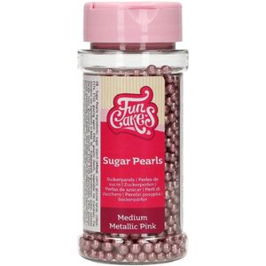 FunCakes Suikerparels - Medium - Metallic Roze 80g - Eetbare Taartdecoratie