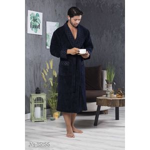 Bamboe Katoen Heren Badjas Damian / Donker Blauw/ maat L/XL