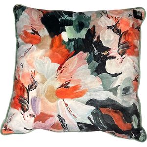 Warmpi® Draadloos Warmtekussen incl. Warmpi® Powerbank (10.000mah) - Fluweel Anne Bloem - Elektrisch verwarmd sierkussen heeft ook kabel van 3m voor opwarming via stopcontact of USB Poort - 3 warmtestanden - Afmeting kussen 45x45 cm - Velvet stof