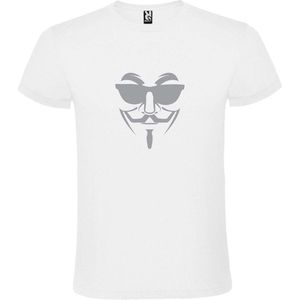Wit T shirt met print van "" Vendetta "" print Zilver size XXXXXL