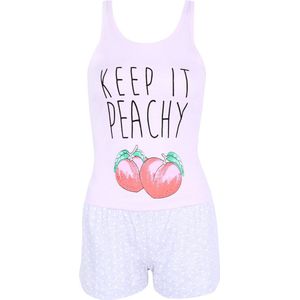Roze en grijze pyjama met perzik