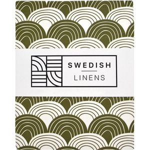 Swedish Linens - Kussensloop Rainbows (60x70 cm) - Kussensloop - Olive Green