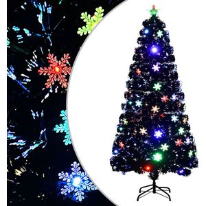 Furniture Limited - Kerstboom met LED-sneeuwvlokken 150 cm glasvezel zwart