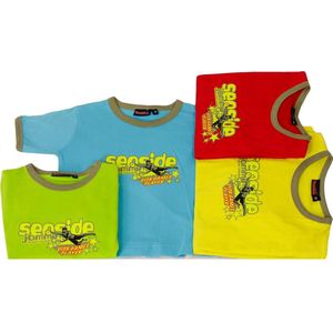 Per twee shirts, korte mouw jongens shirt uit onze Active Wear Collectie-Rood en Geel maat 116