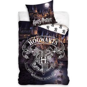 Harry Potter Hogwarts Dekbedovertrek - Eenpersoons - 140x200 cm - Multi